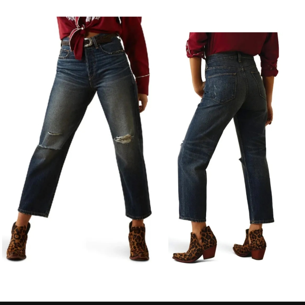 NWOT - Ariat Ultra Hi Rise Tomboy Straight Button Fly Crop Jeans  SAMPLE  26R